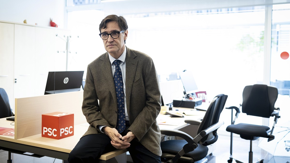 Salvador Illa durant l'entrevista amb Nació - Hugo Fernández Salvador Illa durant l'entrevista amb Nació - Hugo Fernández