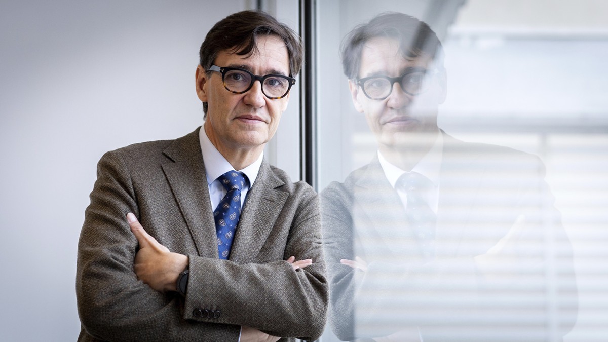 Salvador Illa durant l'entrevista amb Nació - Hugo Fernández Salvador Illa durant l'entrevista amb Nació - Hugo Fernández