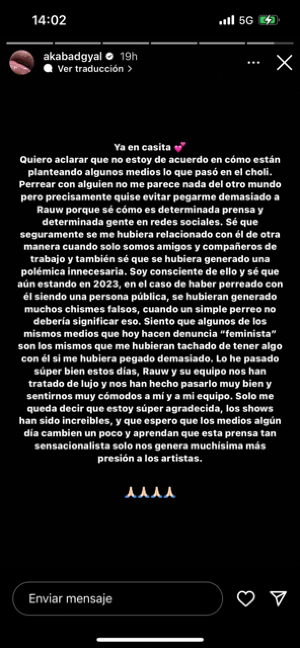 Comunicat de Bad Gyal després de la polèmica del «perreo» amb Rauw Alejandro - @akabadgyal Comunicat de Bad Gyal després de la polèmica del «perreo» amb Rauw Alejandro - @akabadgyal