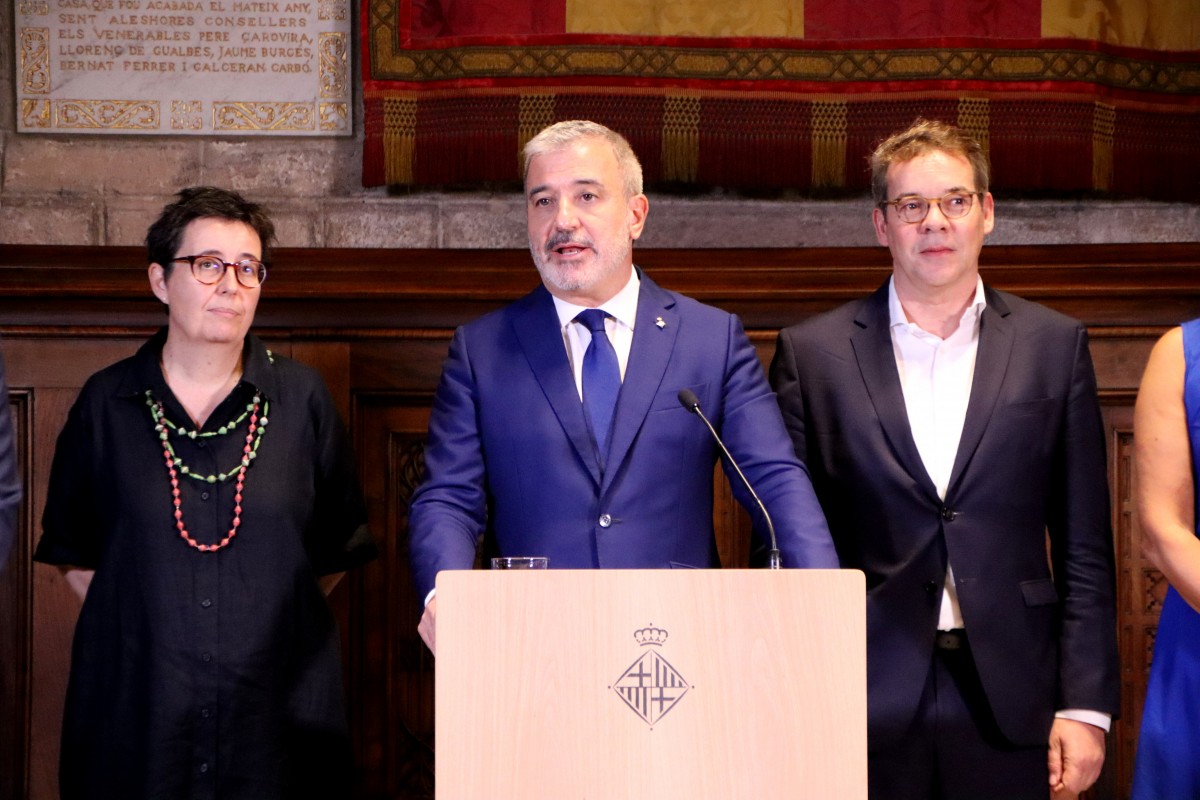 Jaume Collboni amb Maria Buhigas i Oriol Altisench - ACN Jaume Collboni amb Maria Buhigas i Oriol Altisench - ACN