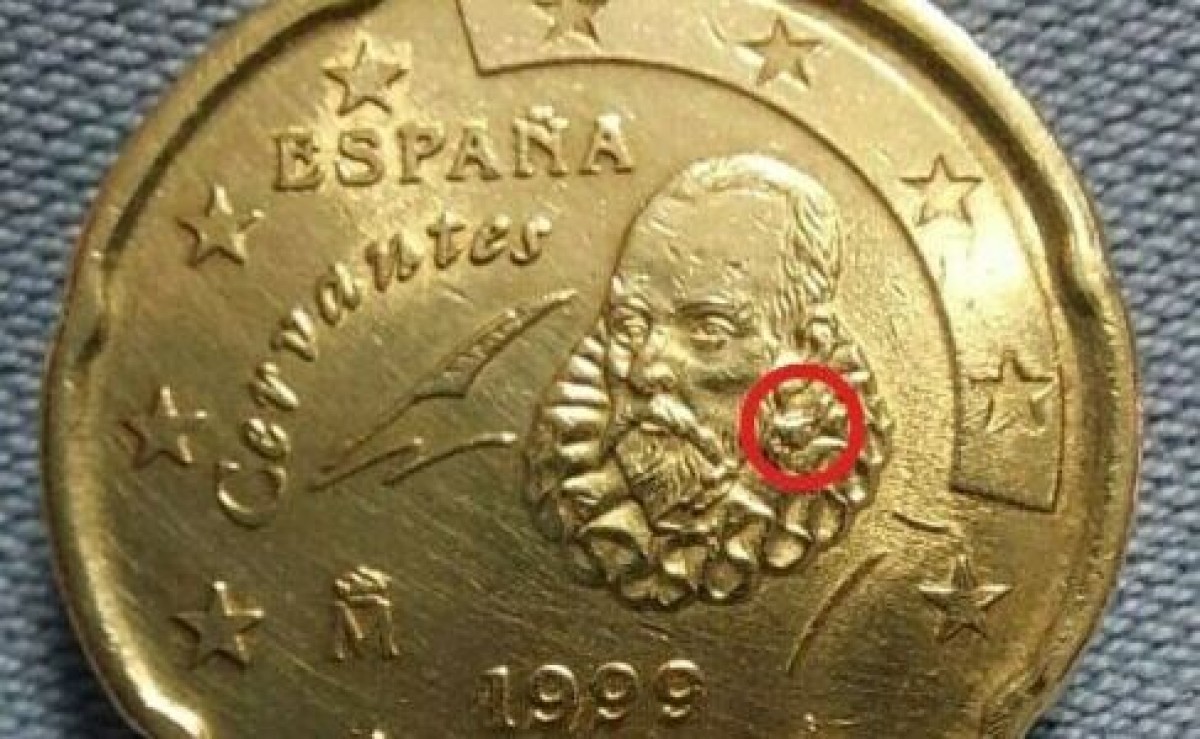 Les monedes en qüestió tenen un excés de metall a prop de l'orella de Cervantes - Ebay Les monedes en qüestió tenen un excés de metall a prop de l'orella de Cervantes - Ebay