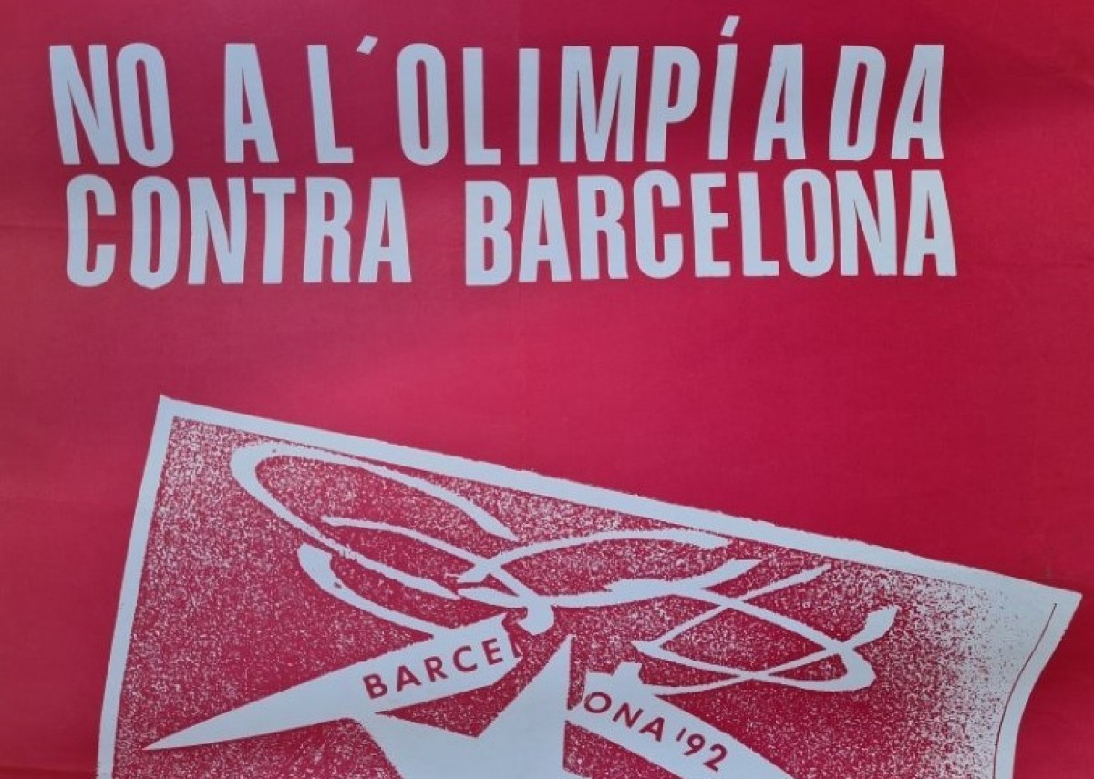 Cartell de l'MDT convocant l'onze de setembre de 1986 contra la designació de Barcelona com a seu olímpica - MDT  Cartell de l'MDT convocant l'onze de setembre de 1986 contra la designació de Barcelona com a seu olímpica - MDT