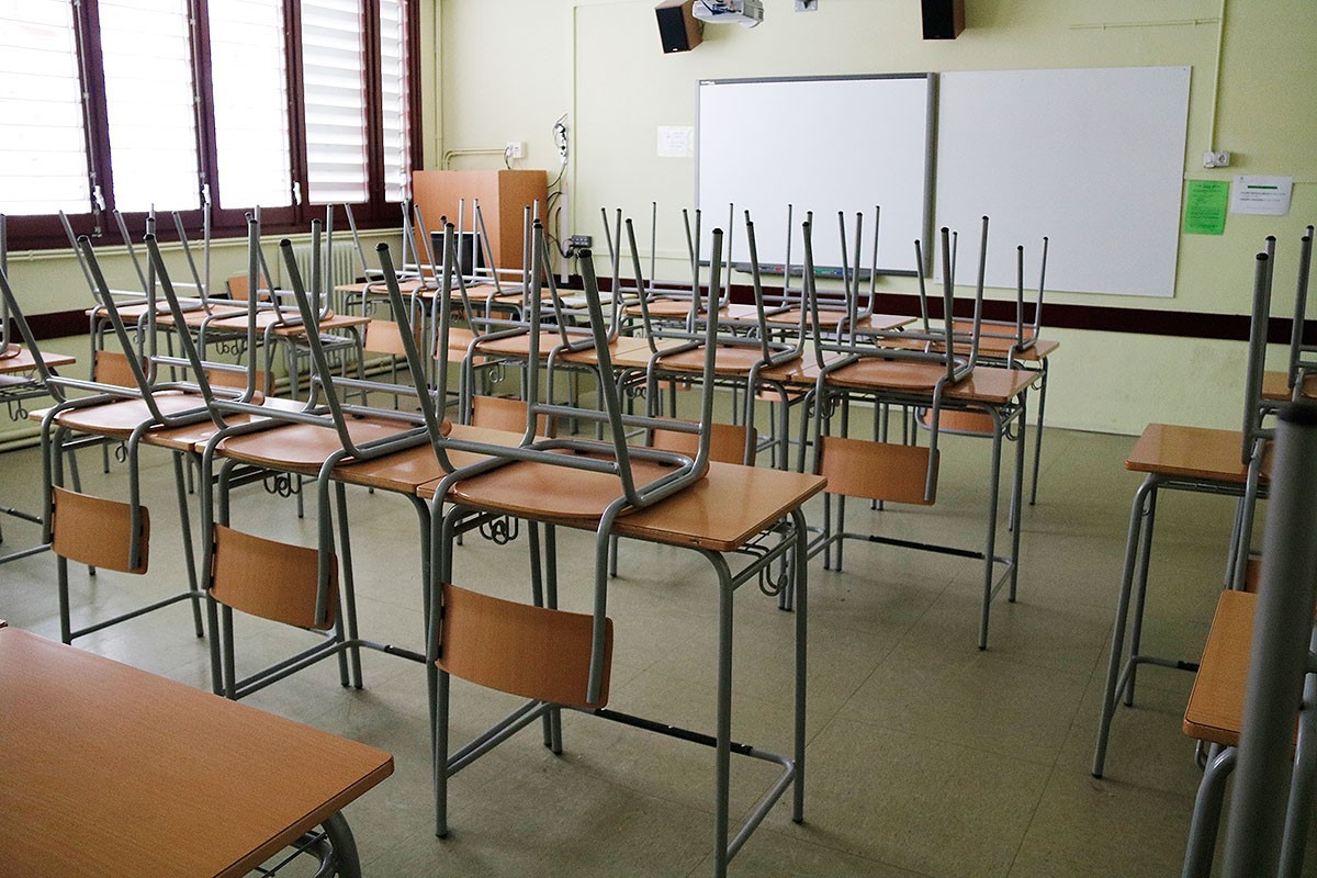 Una aula buida, en una imatge d'arxiu - ACN Una aula buida, en una imatge d'arxiu - ACN