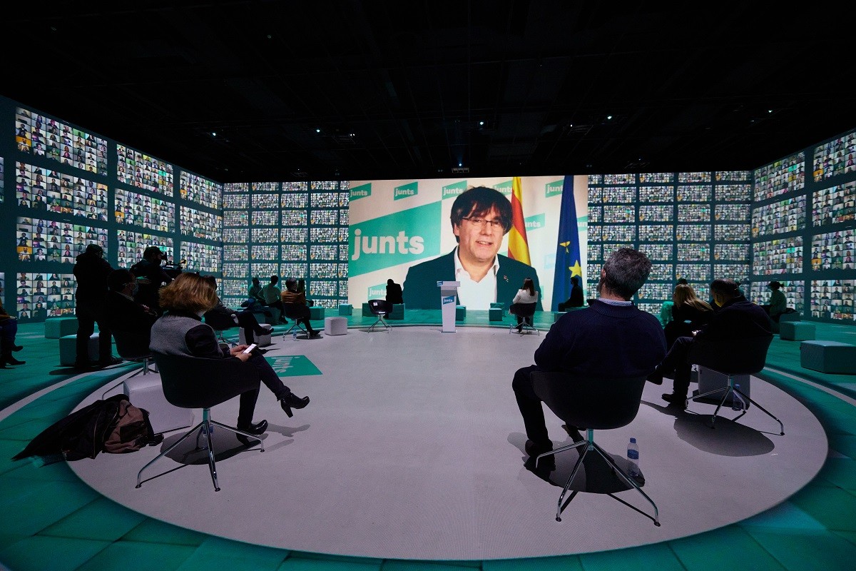 Carles Puigdemont, al míting final de Junts del 14-F. - Junts Carles Puigdemont, al míting final de Junts del 14-F. - Junts