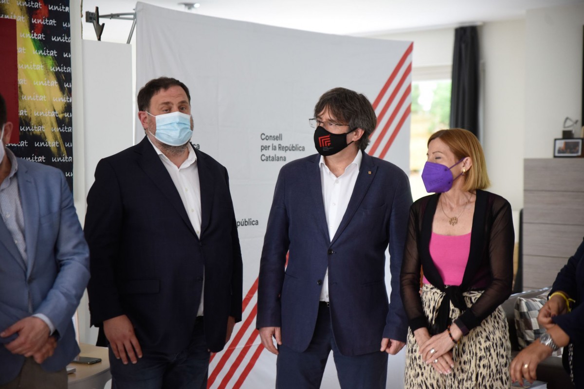 Els presos indultats d'ERC, amb Puigdemont a Waterloo. - ERC Els presos indultats d'ERC, amb Puigdemont a Waterloo. - ERC