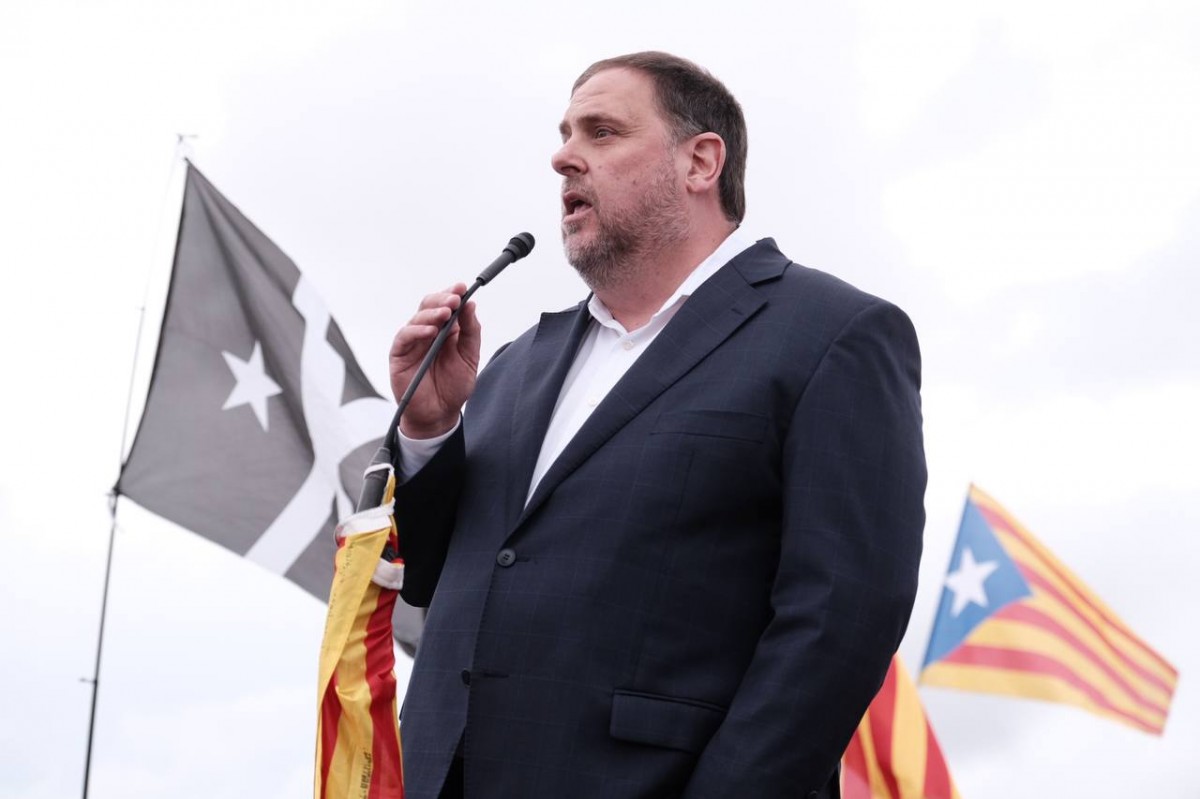 Oriol Junqueras, a la sortida de Lledoners. - Adrià Costa Oriol Junqueras, a la sortida de Lledoners. - Adrià Costa