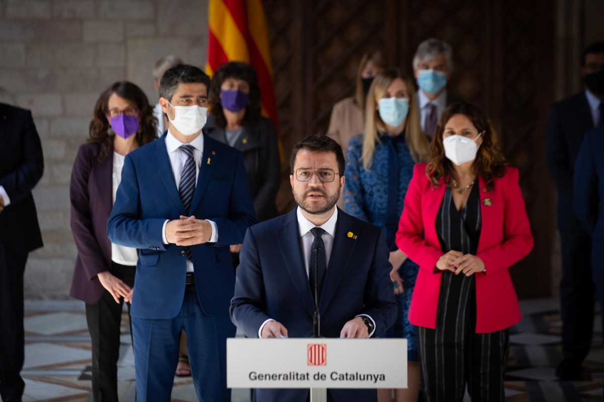 Aragonès, acompanyat del Govern. - Europa Press Aragonès, acompanyat del Govern. - Europa Press