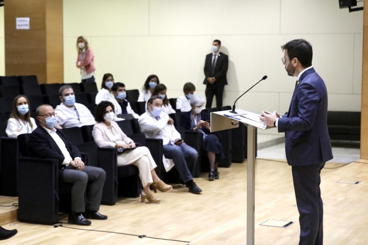 Pere Aragonès en el seu primer acte com a president de la Genralitat a l'Hospital Parc Taulí de Sabadell. - Juanma Peláez Pere Aragonès en el seu primer acte com a president de la Genralitat a l'Hospital Parc Taulí de Sabadell. - Juanma Peláez
