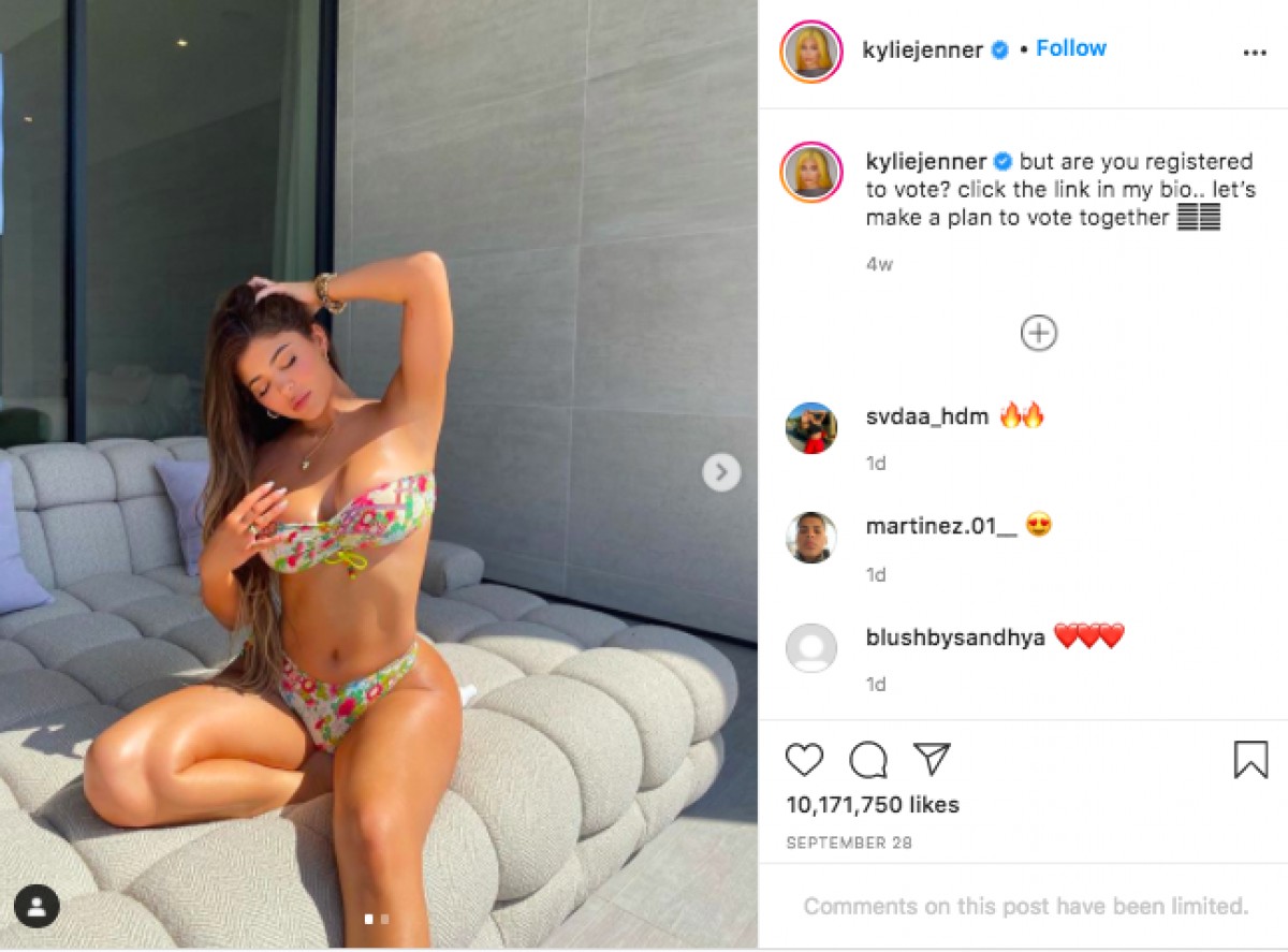 El contingut de la 'instagramer' Kylie Jenner per cridar a registrar-se per votar de forma anticipada. - Instagram El contingut de la 'instagramer' Kylie Jenner per cridar a registrar-se per votar de forma anticipada. - Instagram