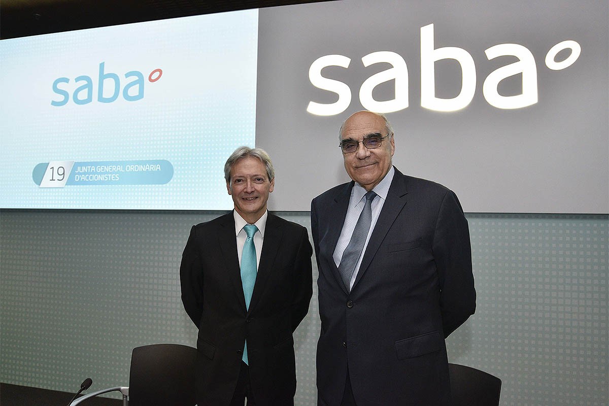 Josep Martínez Vila i Salvador Alemany a la junta general d'accionistes de Saba, l'any 2019. - Saba Josep Martínez Vila i Salvador Alemany a la junta general d'accionistes de Saba, l'any 2019. - Saba