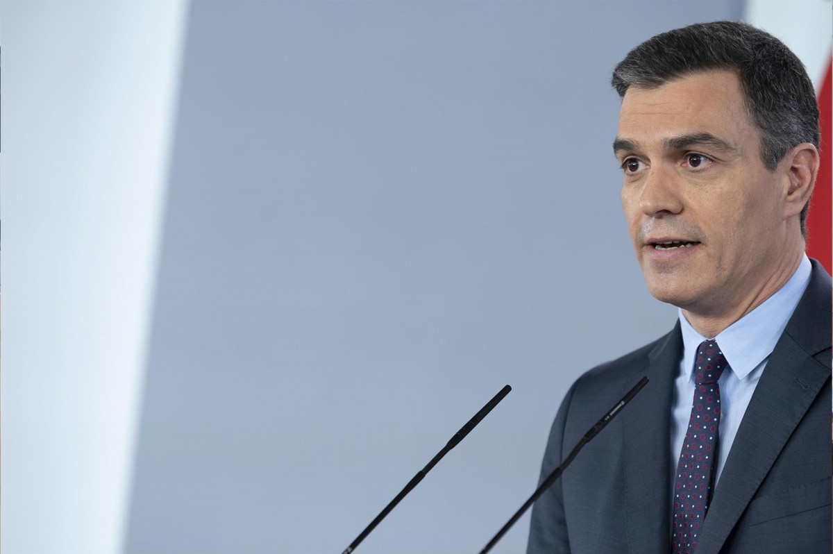 Pedro Sánchez, en la compareixença d'aquest dissabte des de la Moncloa. - Europa Press Pedro Sánchez, en la compareixença d'aquest dissabte des de la Moncloa. - Europa Press