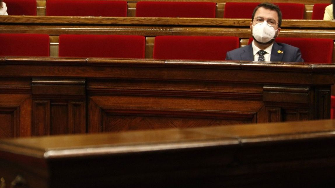 Pere Aragonès, vicepresident en funcions, durant el ple del Parlament celebrat aquest dijous
|
ACN - |
Pere Aragonès, vicepresident en funcions, durant el ple del Parlament celebrat aquest dijous
|
ACN - |