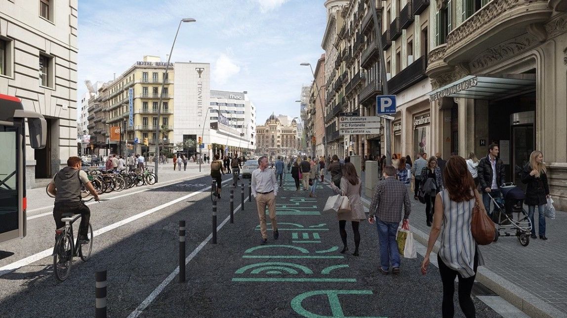 Recreació virtual de la transformació del carrer Pelai
|
Ajuntament de Barcelona - |
Ajuntament de Barcelona Recreació virtual de la transformació del carrer Pelai
|
Ajuntament de Barcelona - |
Ajuntament de Barcelona