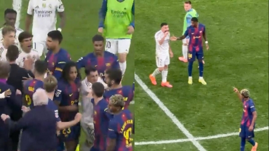Baralla al final del clàssic: els gestos del Madrid a Lamine Yamal i una falta no xiulada Baralla al final del clàssic: els gestos del Madrid a Lamine Yamal i una falta no xiulada