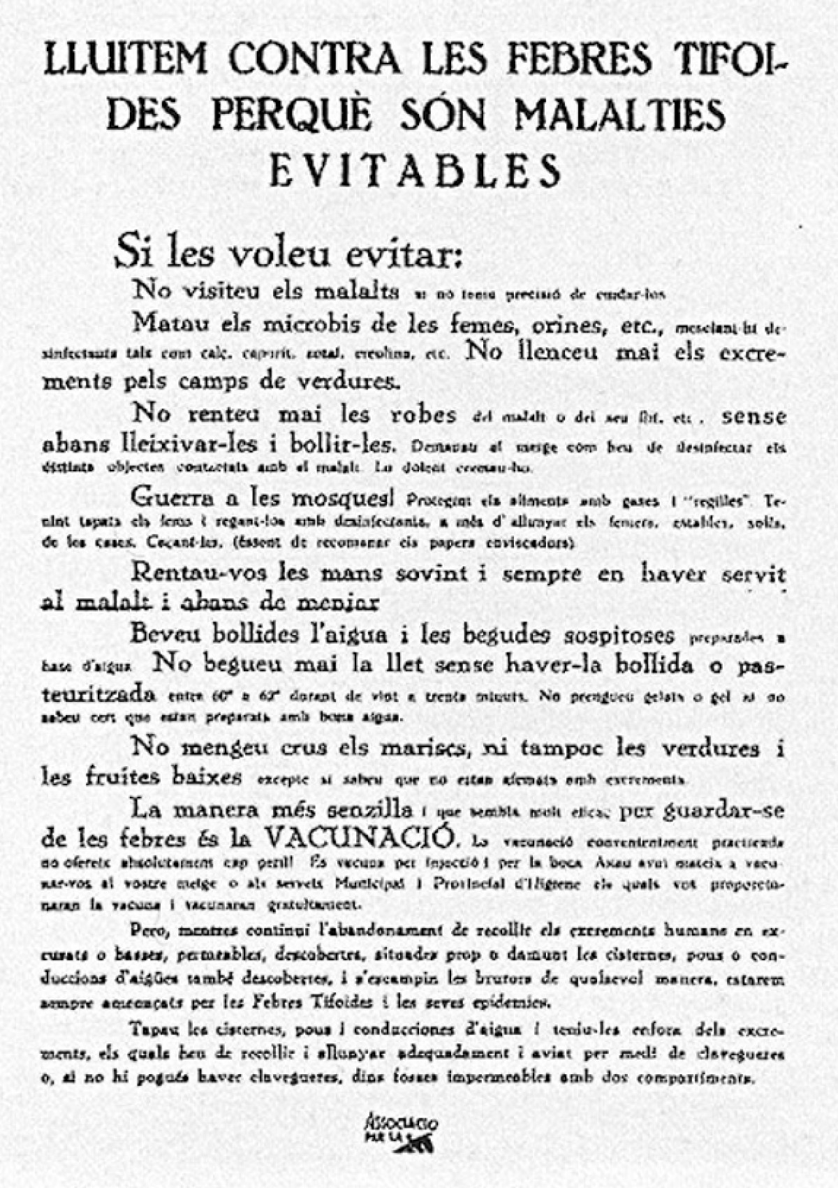 Cartell contra les malalties infeccioses, en català, redactat pel metge Emili Darder - 