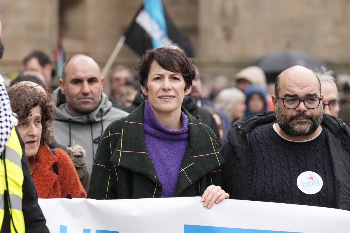 Ana Pontón durant una manifestació contra la gestió pels pèl·lets - Ãlvaro Ballesteros / Europa Press