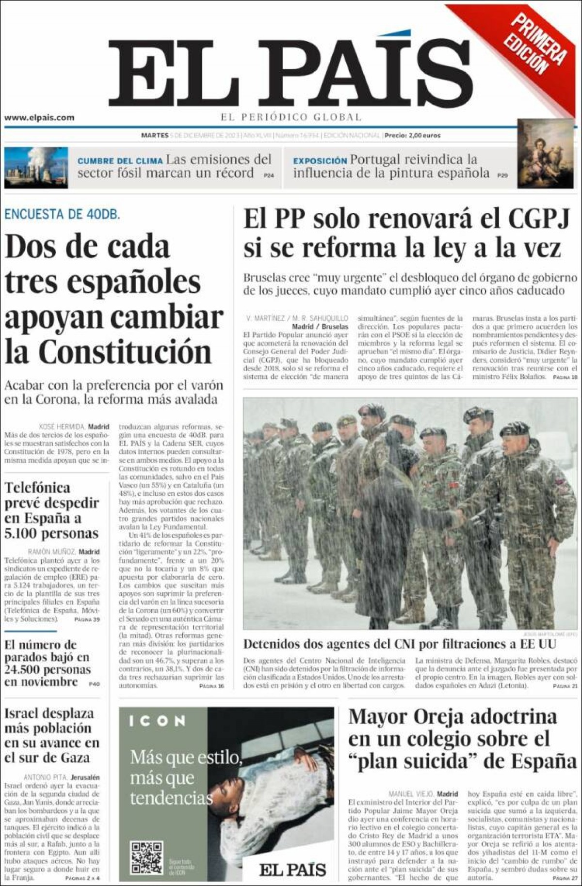 Les portades dels diaris de dimarts 5 de desembre de 2023