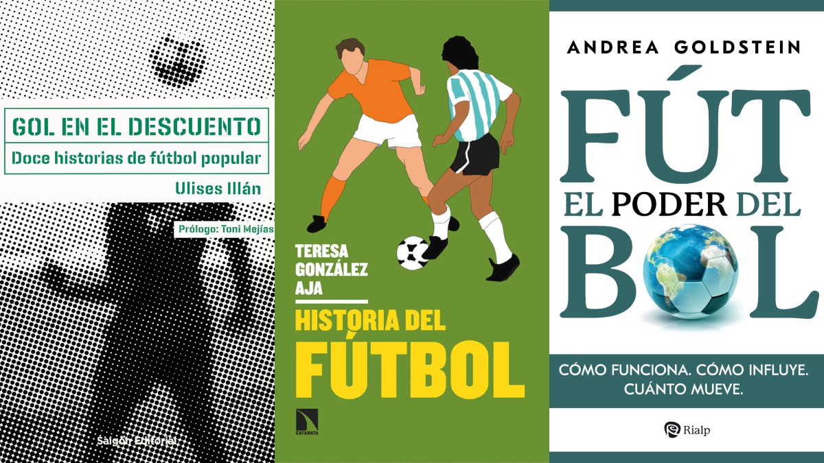 Les portades dels llibres «Gol en el descuento», «Historia del fútbol» i «El poder del fútbol» - 