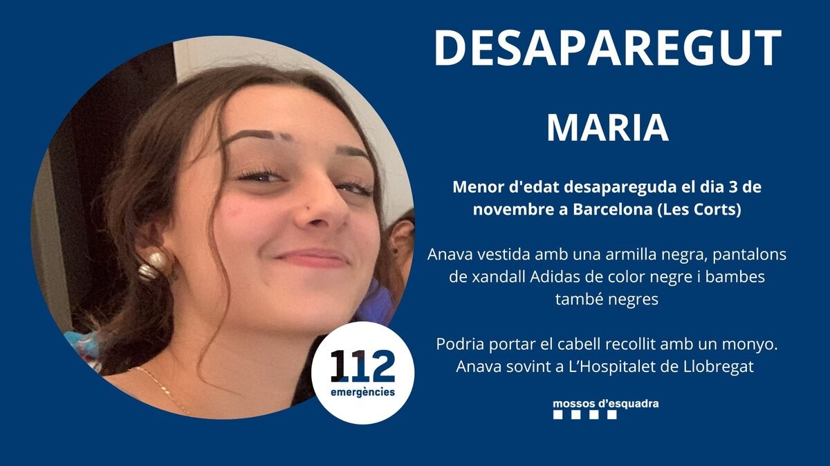Troben amb vida la Maria, una menor desapareguda fa dies a Barcelona