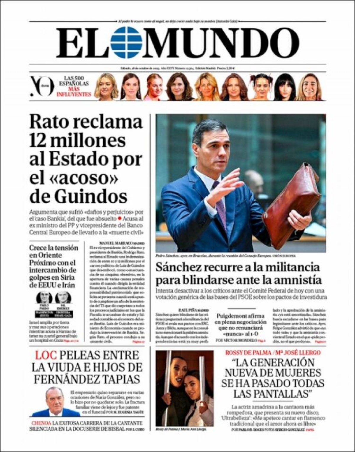 Les portades dels diaris de dissabte 28 d'octubre de 2023