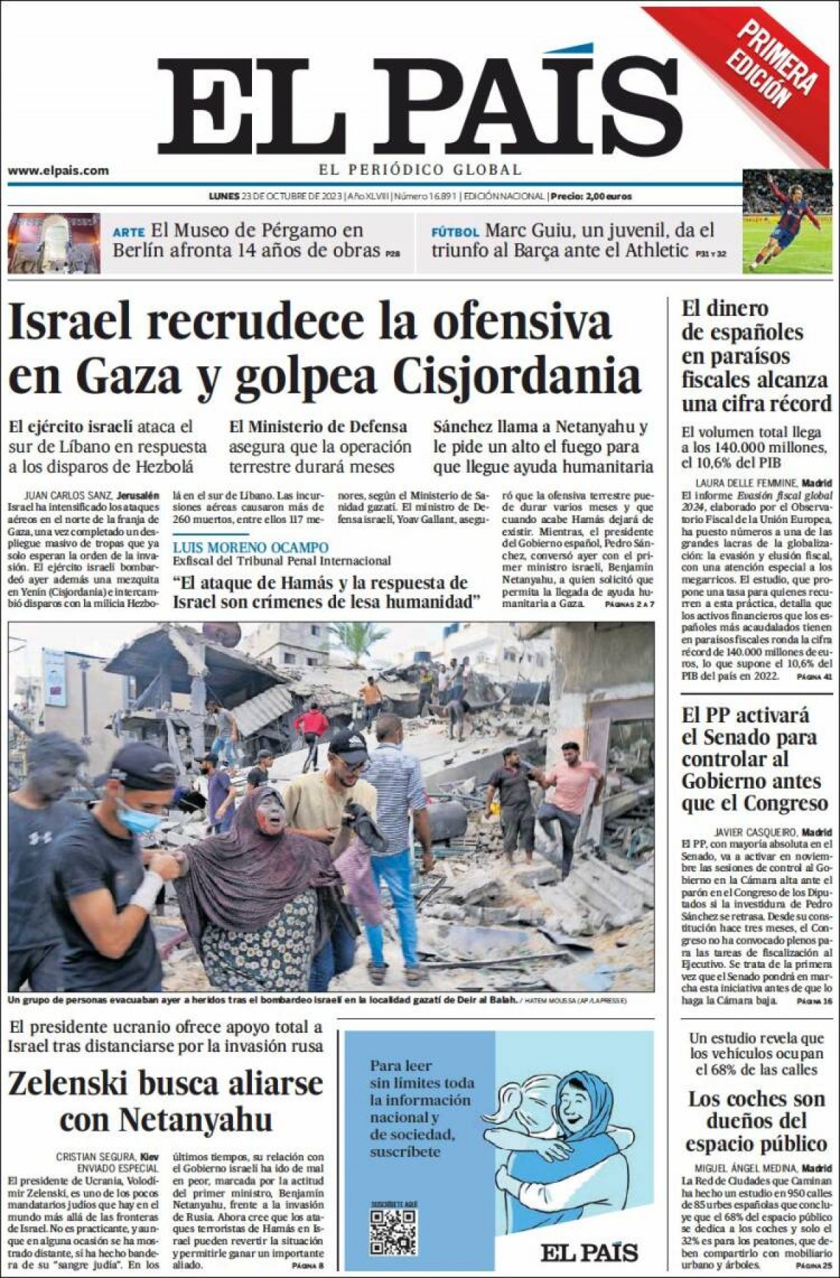 Les portades dels diaris de dilluns 23 d'octubre de 2023