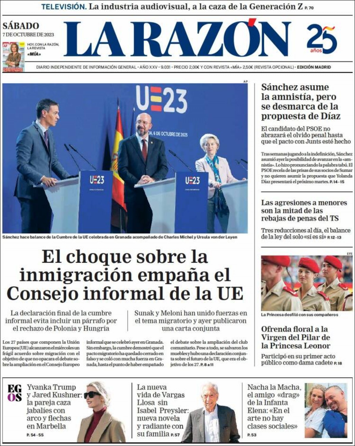 Les portades dels diaris de dissabte 7 d'octubre de 2023