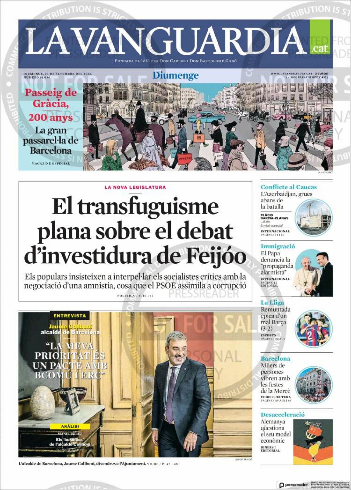 Les portades dels diaris de diumenge 24 de setembre de 2023