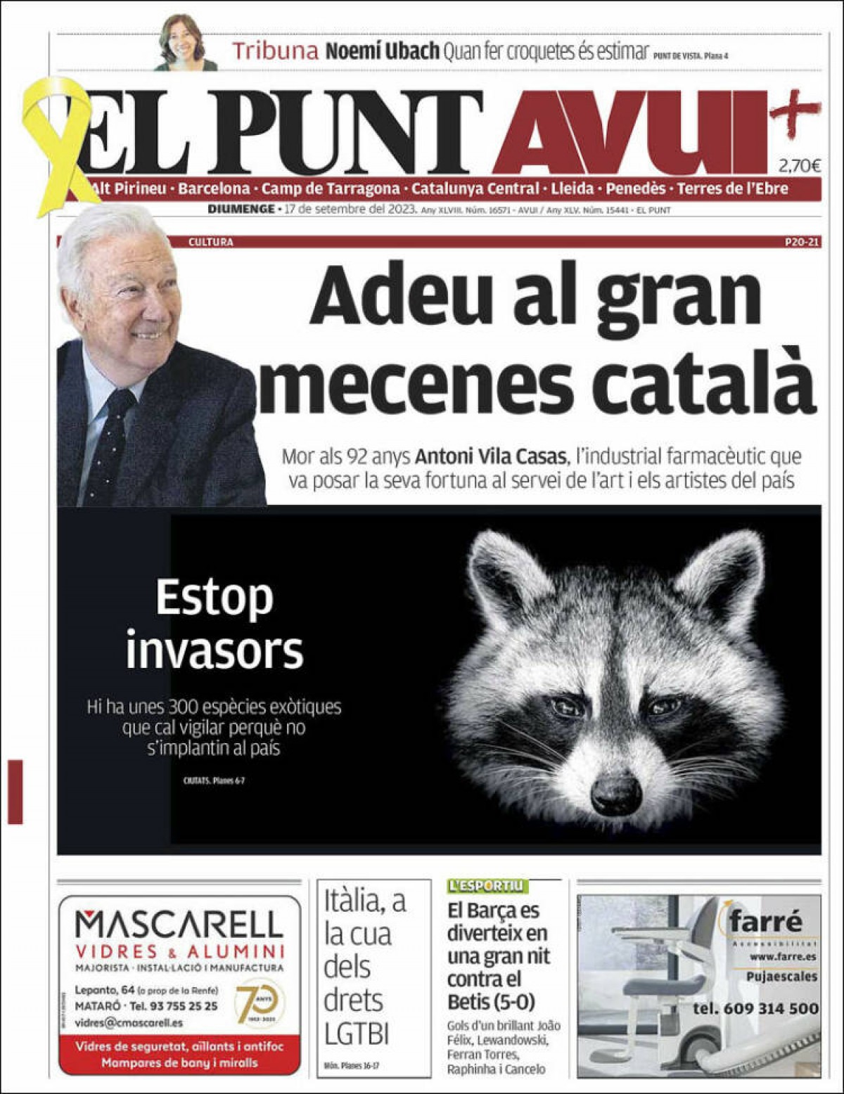 Les portades dels diaris de diumenge 17 de setembre de 2023