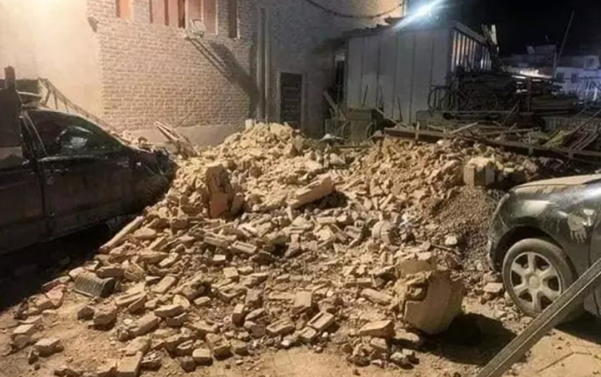 Imatge d'un edifici esfondrat arran del terratrèmol al Marroc - EP