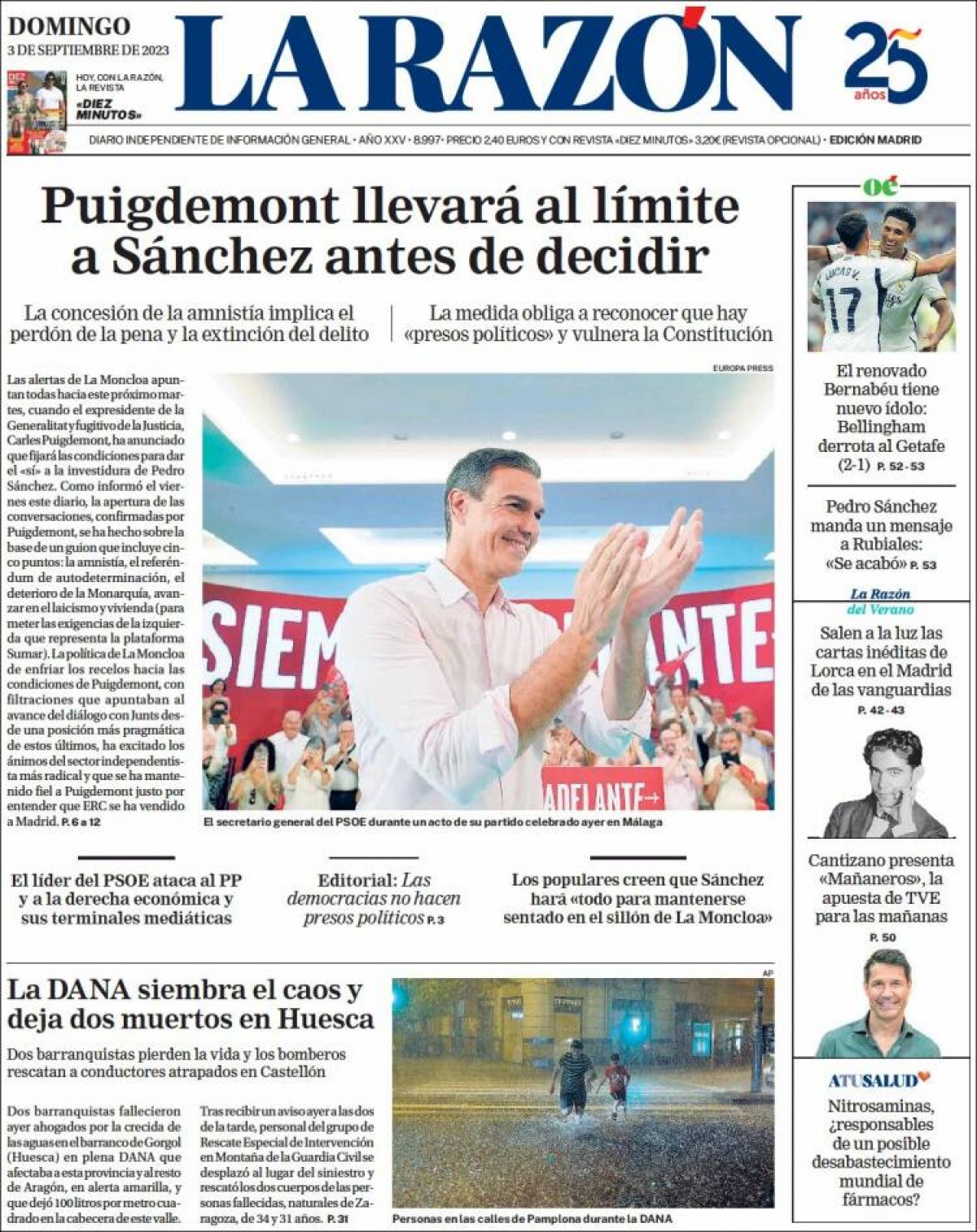 Les portades dels diaris de diumenge 3 de setembre de 2023