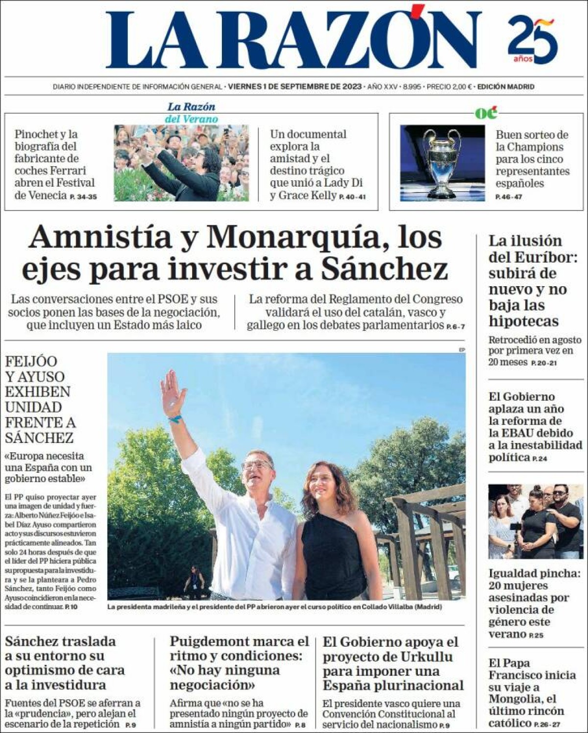 Les portades dels diaris de divendres 1 de setembre de 2023