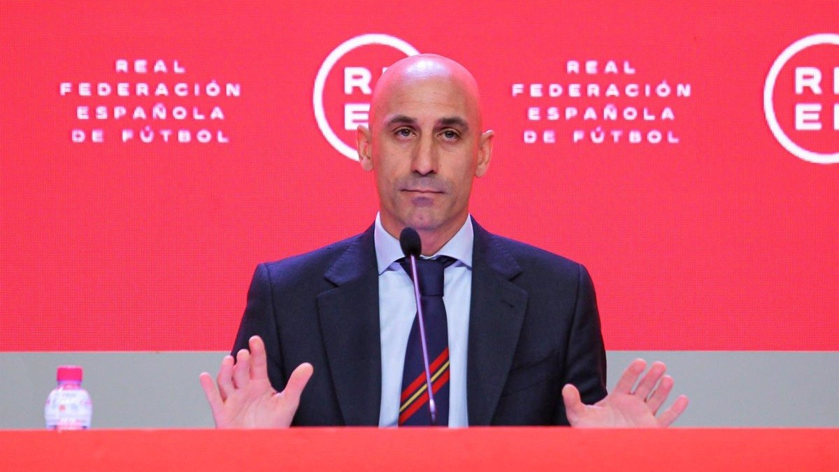 Luis Rubiales, durant una roda de premsa de la RFEF - Europa Press