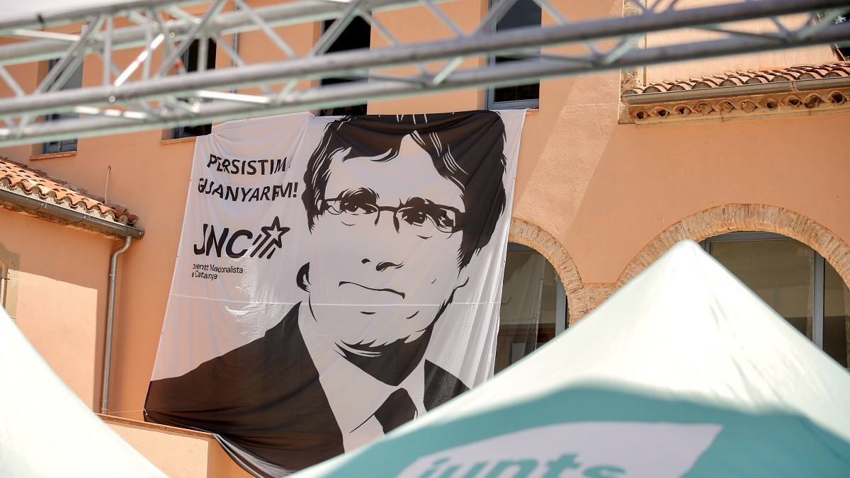Una imatge de Carles Puigdemont en un míting de Junts. - Junts