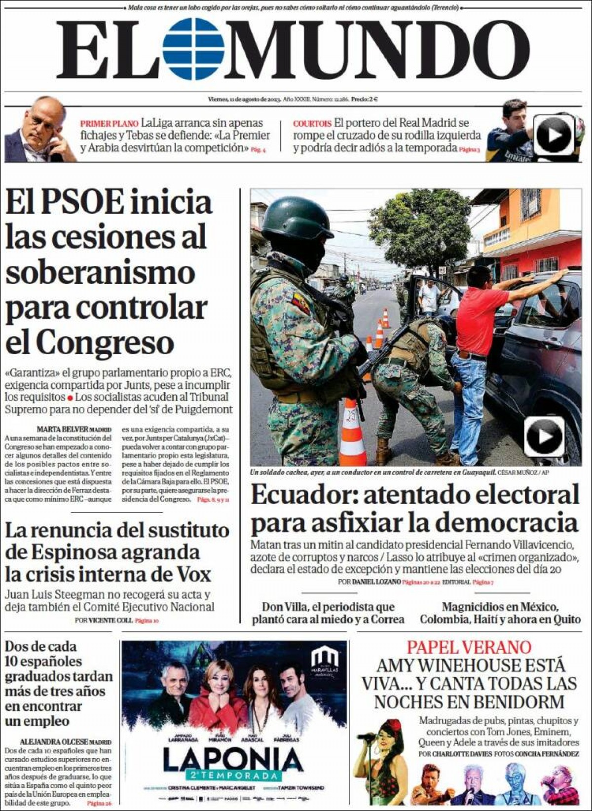 Les portades dels diaris de divendres 11 d'agost de 2023