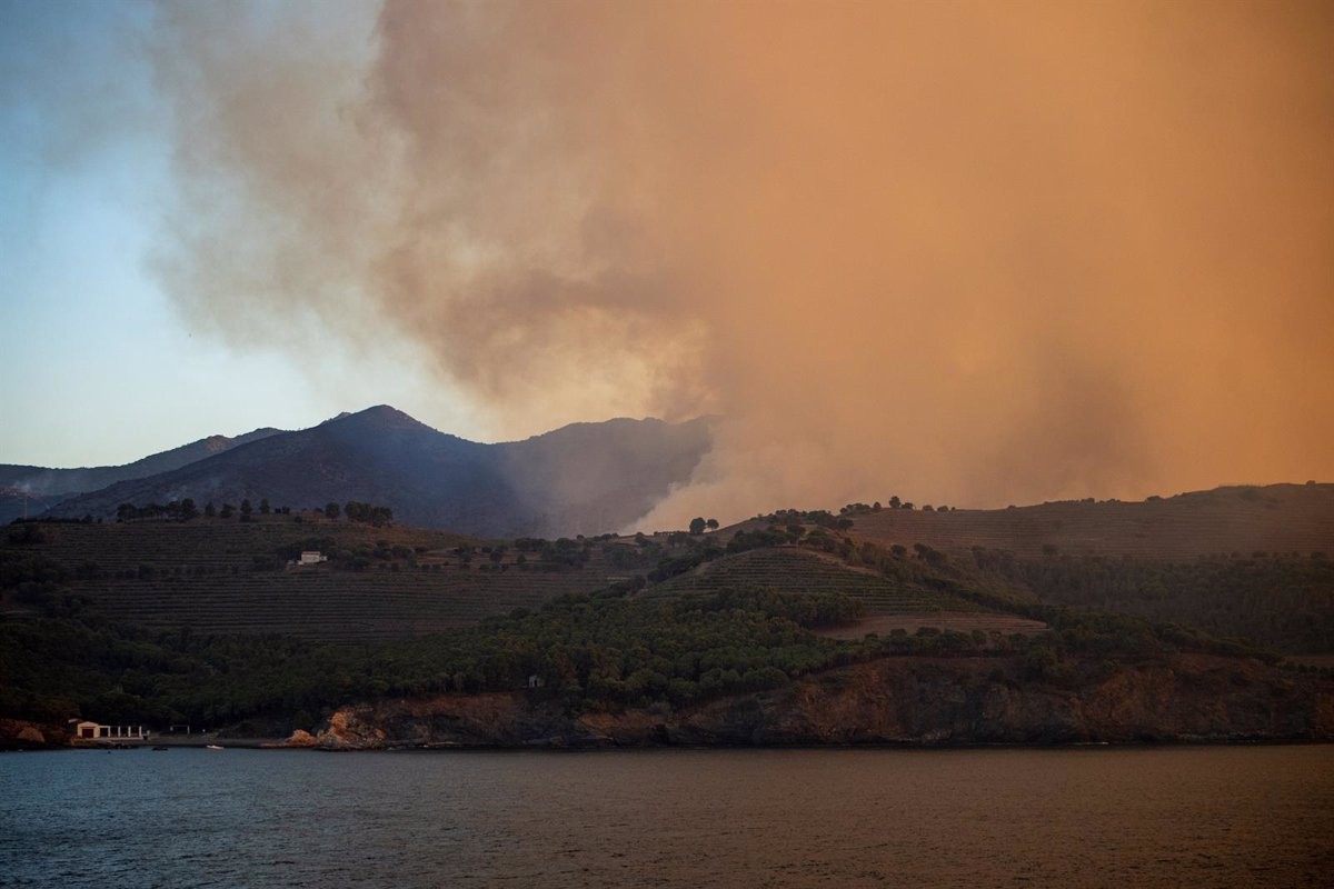 Les flames a Portbou, aquest matí de dissabte - Europa Press