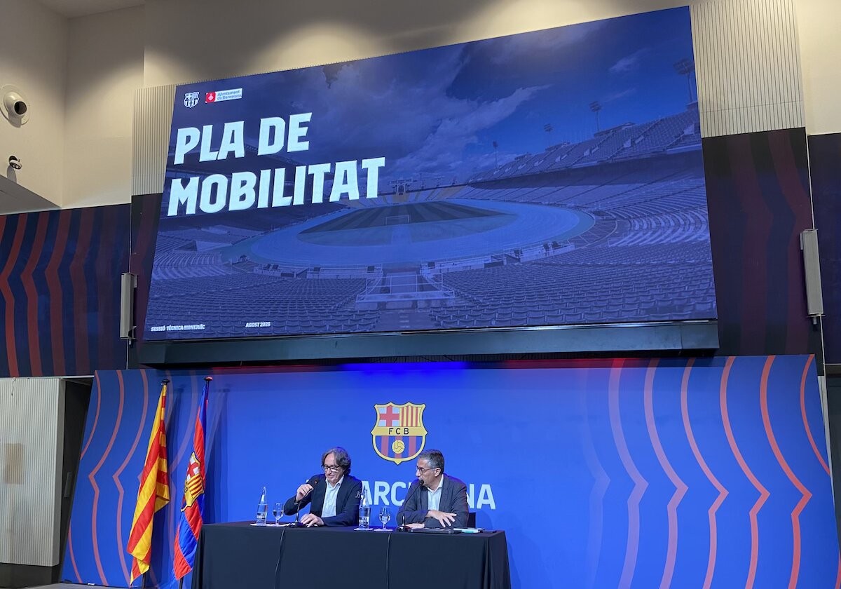 Jordi Portabella i Xavier Patón durant la presentació del Pla de Mobilitat - Mar Riera