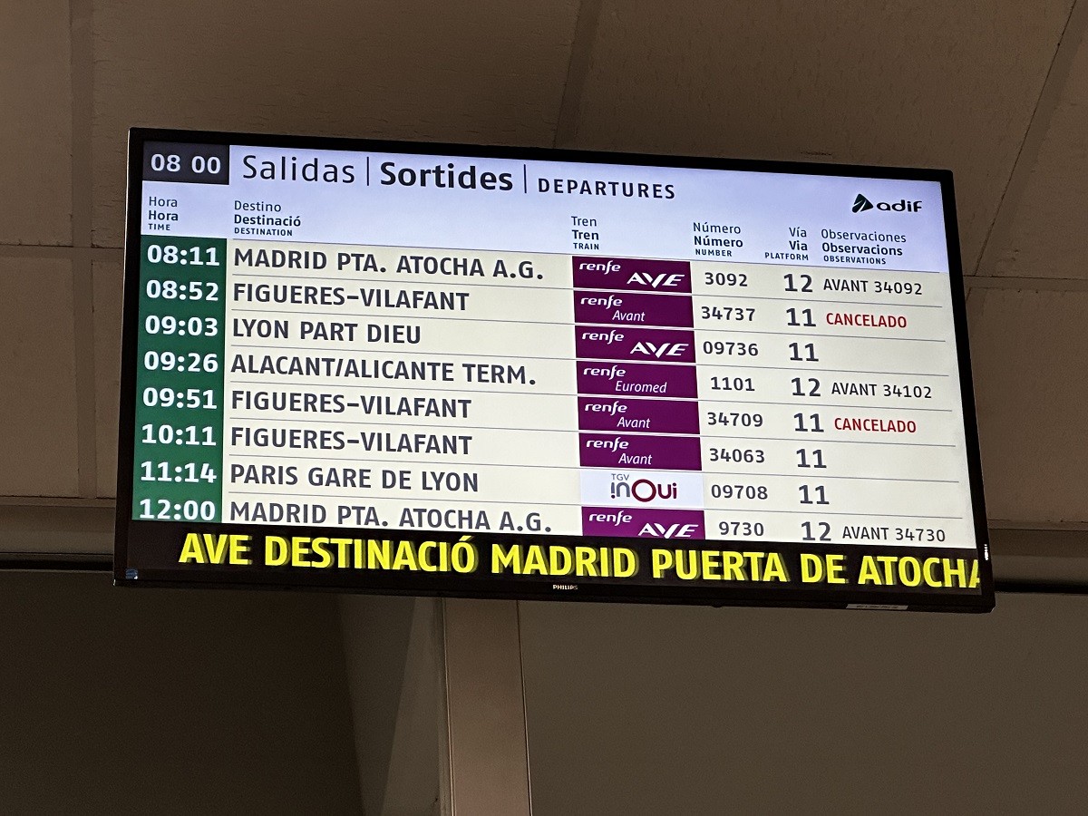 Cancel·len quatre trens d'Avant entre Barcelona i Figueres per la vaga d'interventors