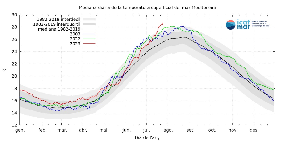 El Mediterrani bull: rècord (al juliol) de la temperatura de l'aigua