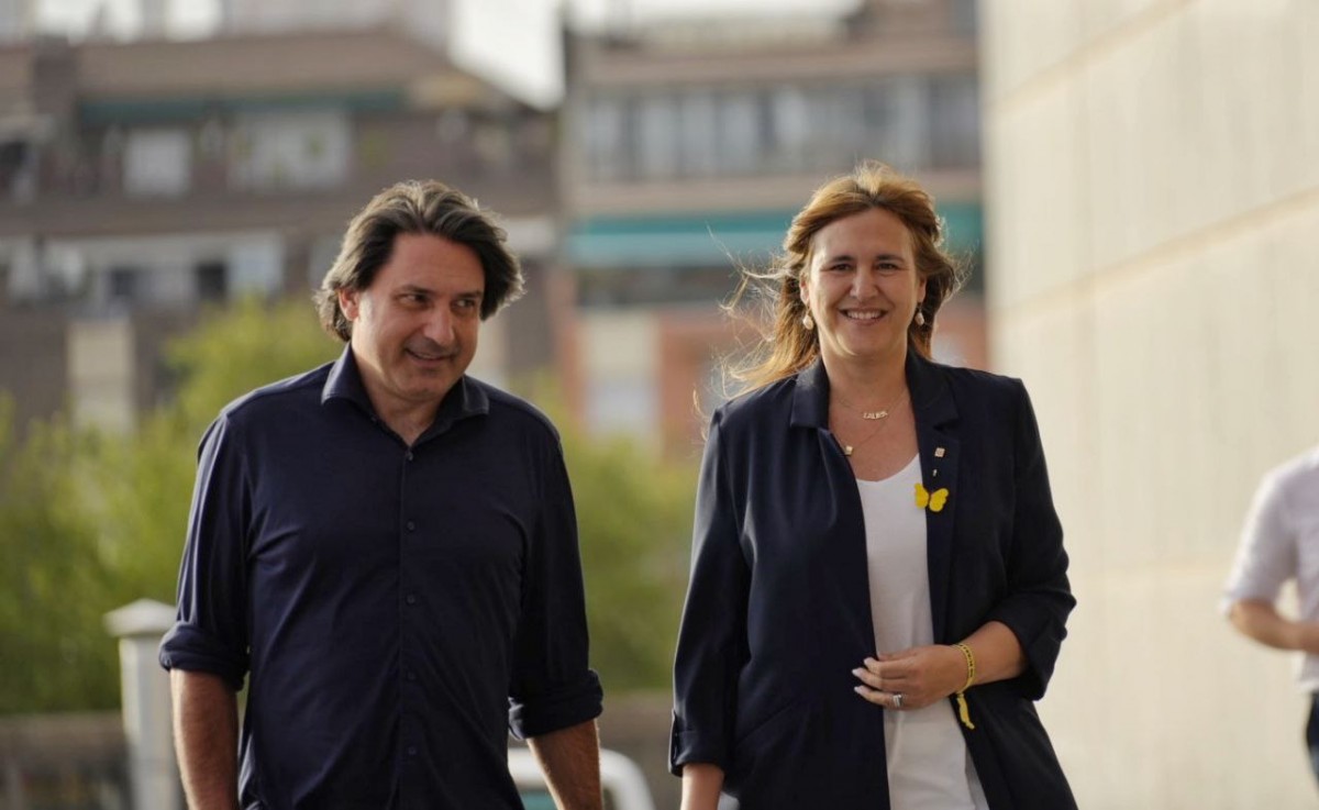 Laura Borràs i Francesc de Dalmases, abans de la nit electoral de Junts. - Ricard Novella