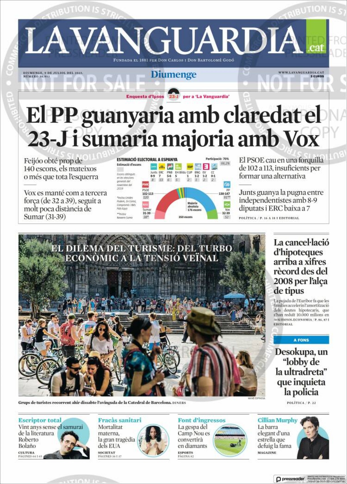 Les portades dels diaris de diumenge 9 de juliol de 2023