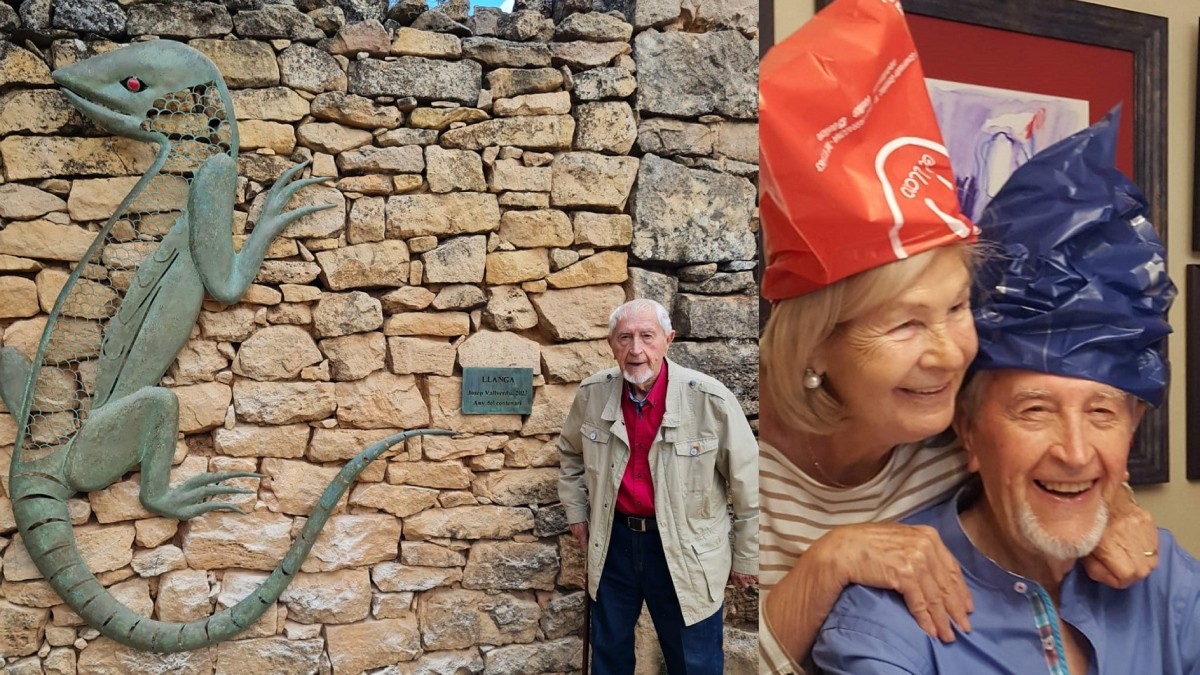 Josep Vallverdú amb la Llanga (esquerra) i amb la seva esposa, A.Vilajoliu, celebrant un aniversari - Cedides per Carod-Rovira