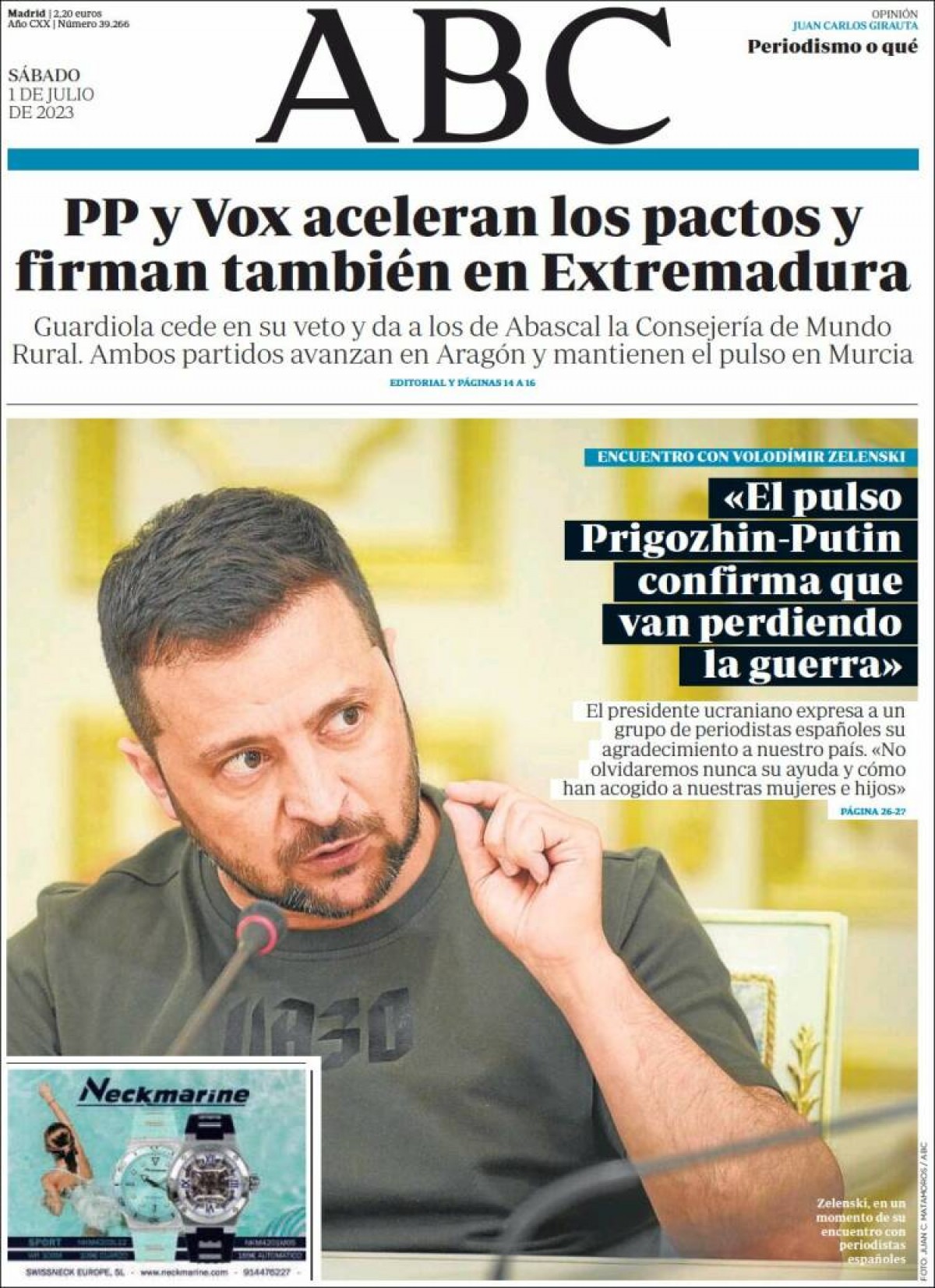 Les portades dels diaris de dissabte 1 de juliol de 2023