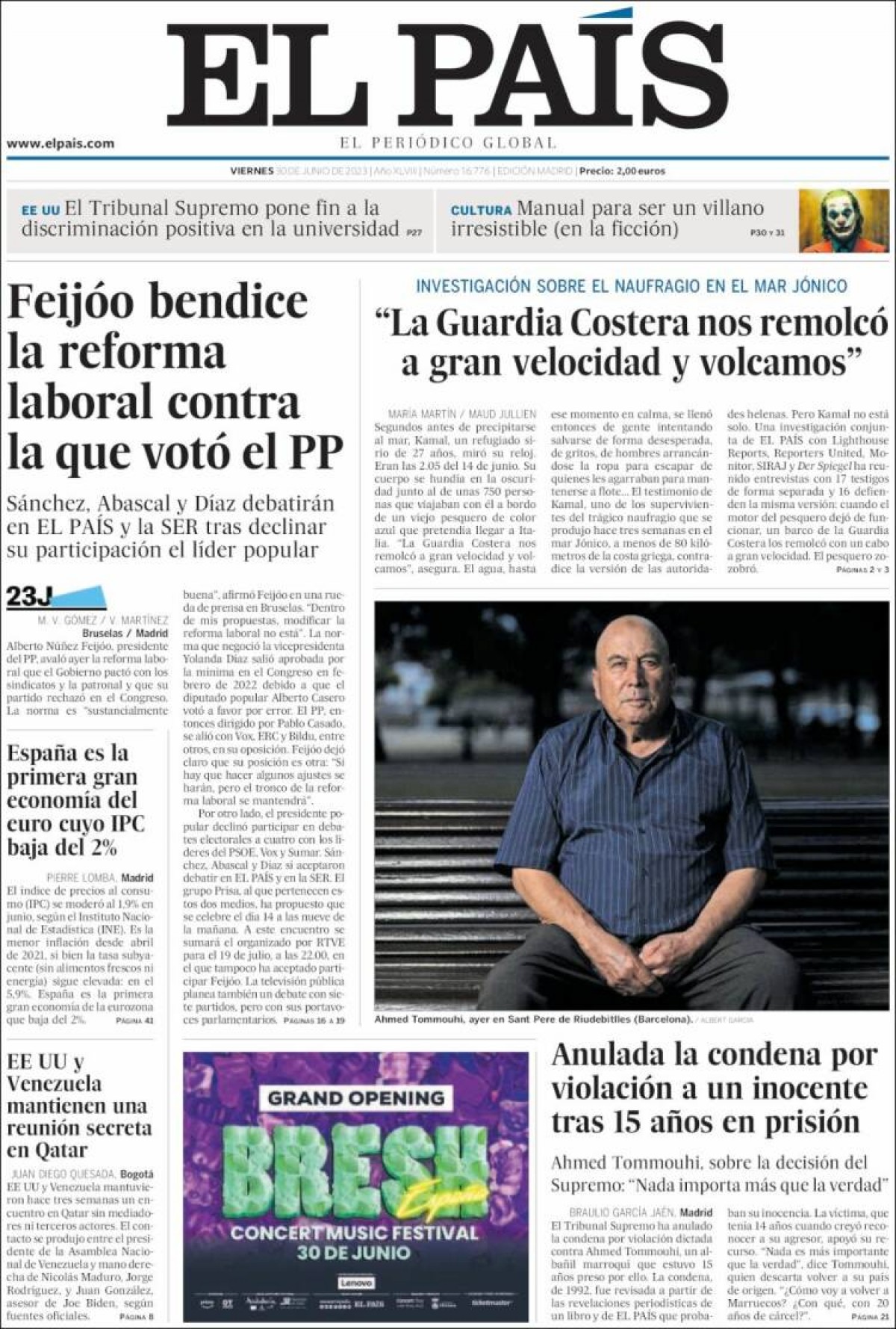 Les portades dels diaris de divendres 30 de juny de 2023
