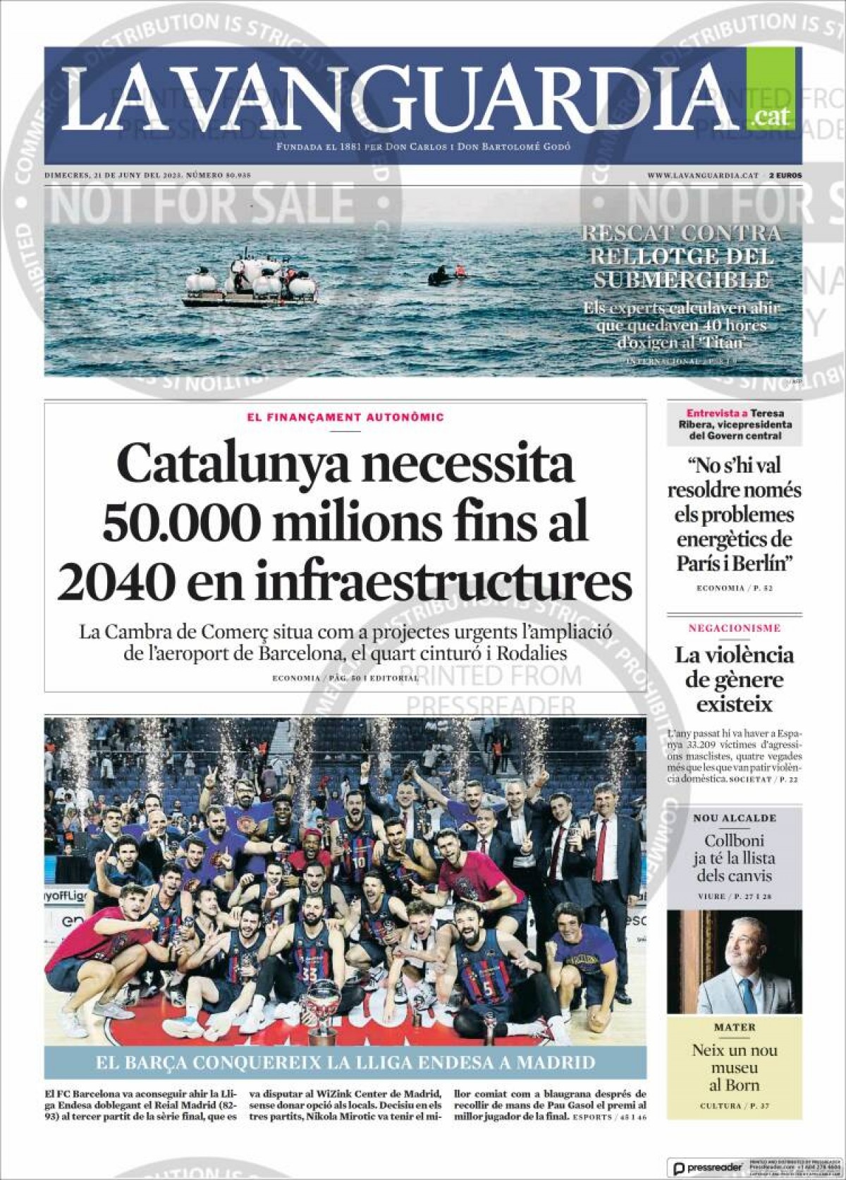 Les portades dels diaris de dimecres 21 de juny de 2023