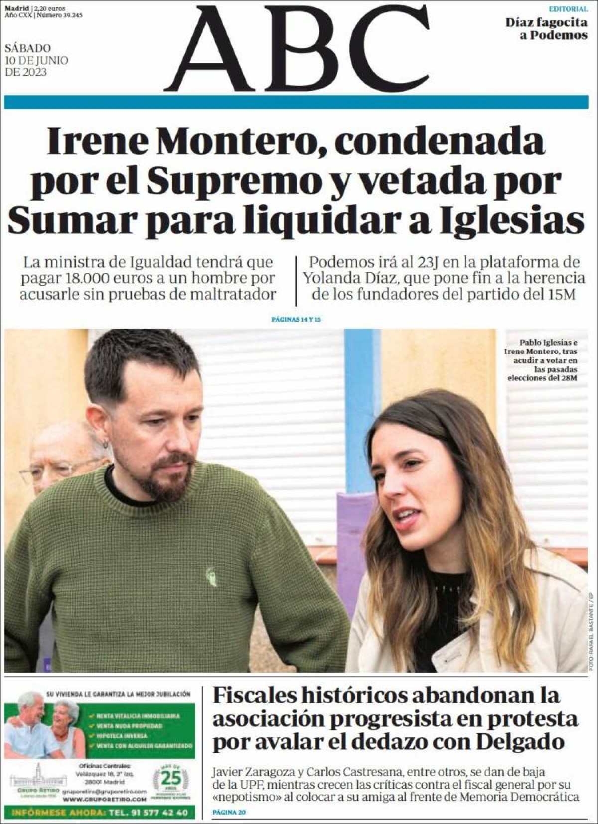 Les portades dels diaris de dissabte 10 de juny de 2023