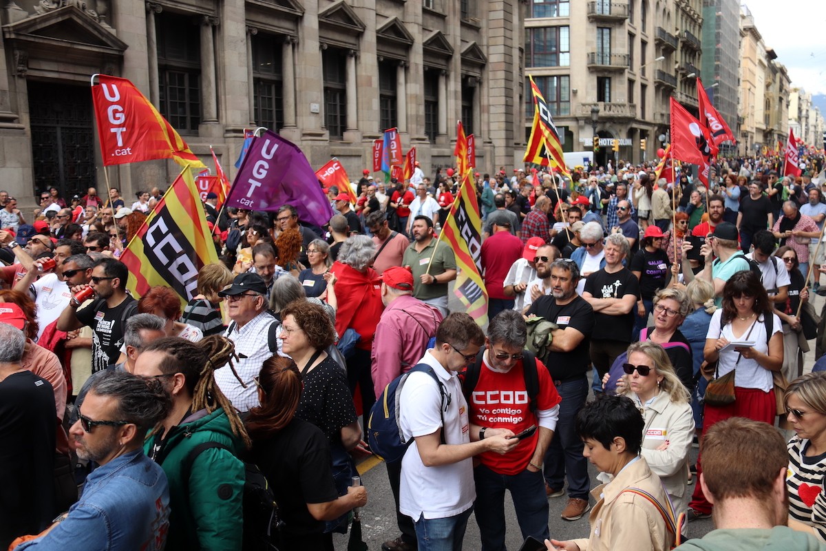 Salaris i pensions marquen l'1 de maig a Barcelona: «Amb el menjar no s'hi juga»