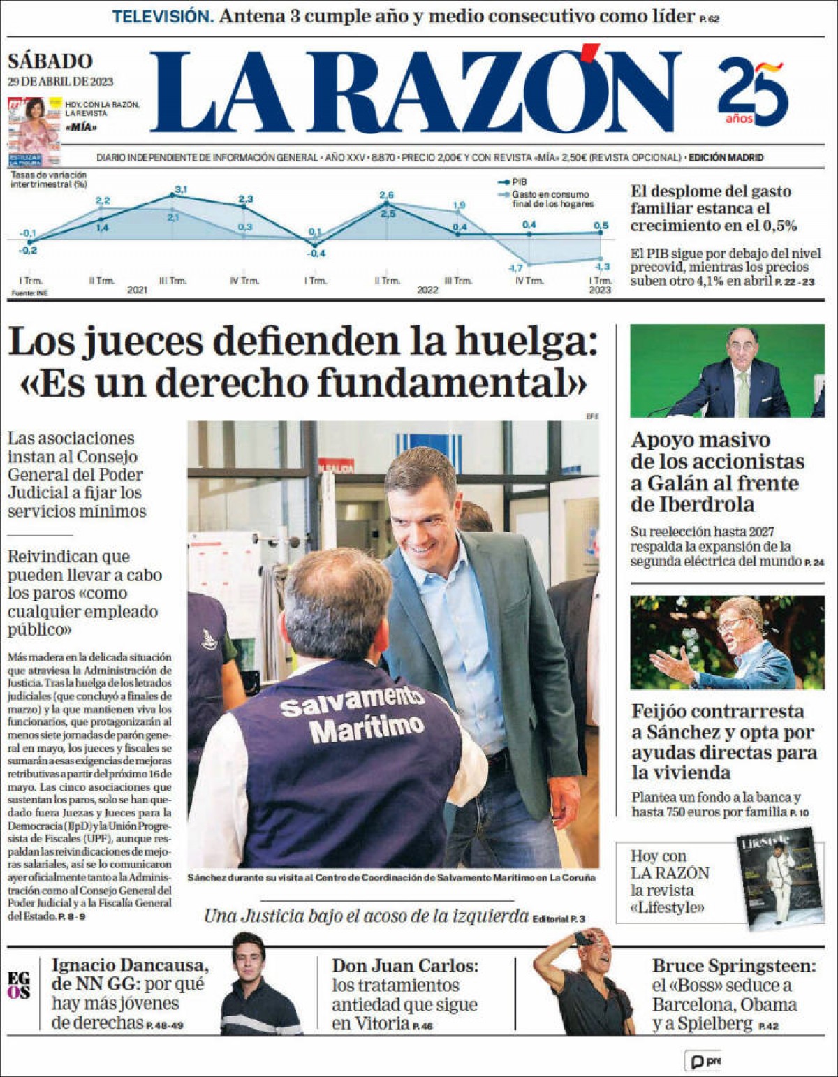 Les portades dels diaris de dissabte 29 d'abril de 2023