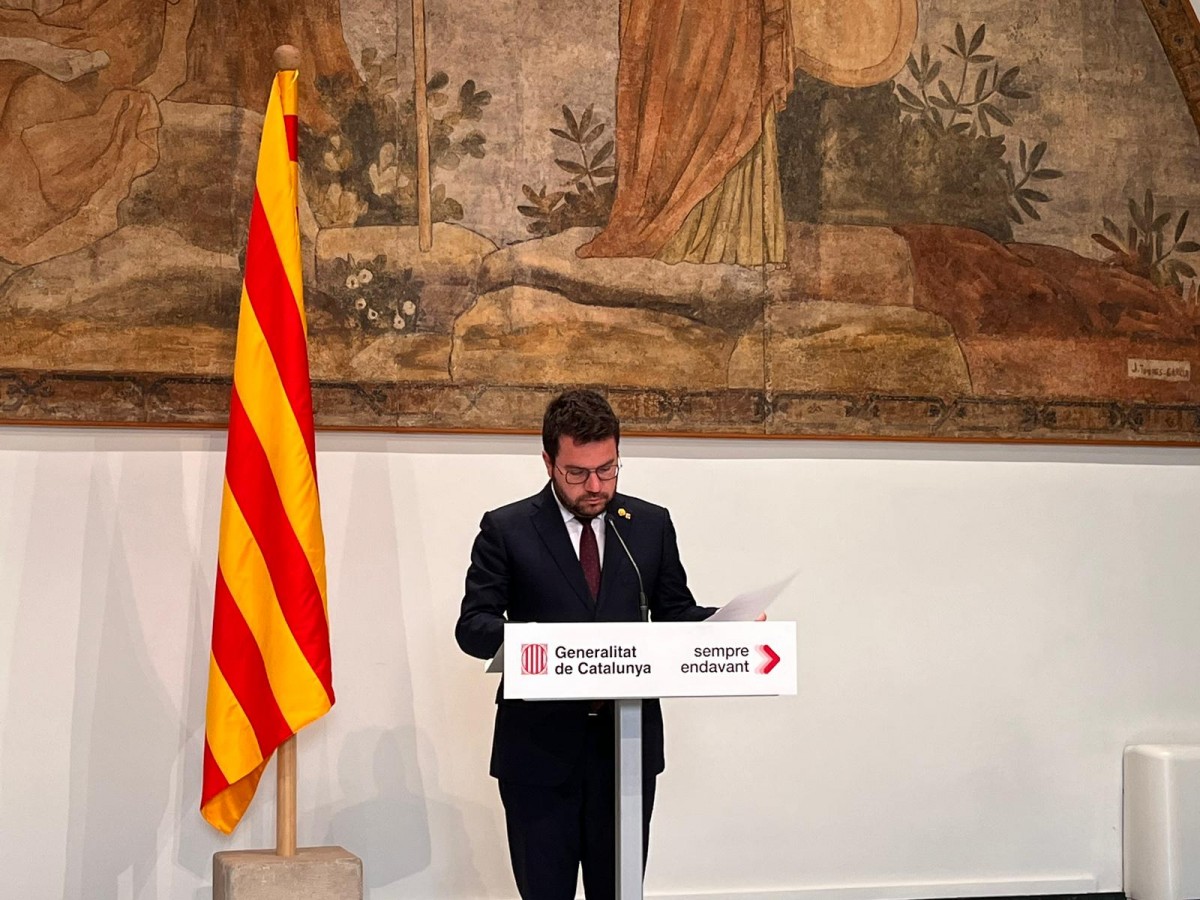 El president de la Generalitat, Pere Aragonès, aquest dimecres al Palau de la Generalitat - BS