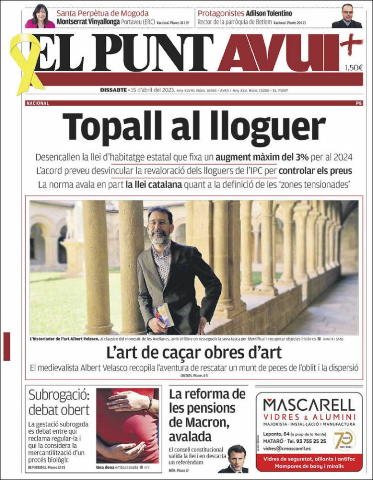 Les portades dels diaris de dissabte 15 d'abril de 2023