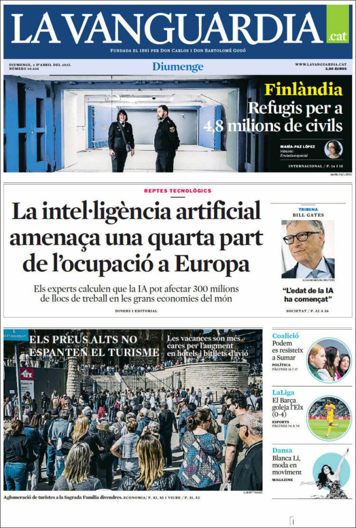 Les portades dels diaris de diumenge 2 d'abril de 2023